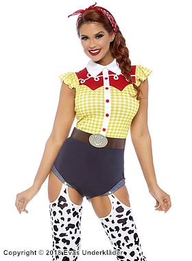 Cowgirl, costume romper, checkered pattern